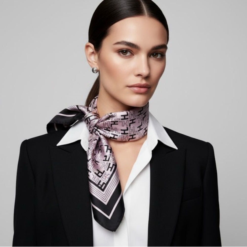 HERVE LEGER Limited Edition  100% Silk Scarf Lilac & Black